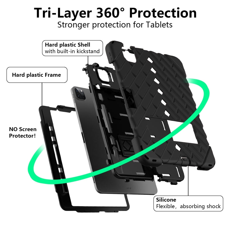 Shockproof Rhombus Robot PC + Silicone Protective Case with Holder & Shoulder Strap For iPad Air 2022 / 2020 10.9