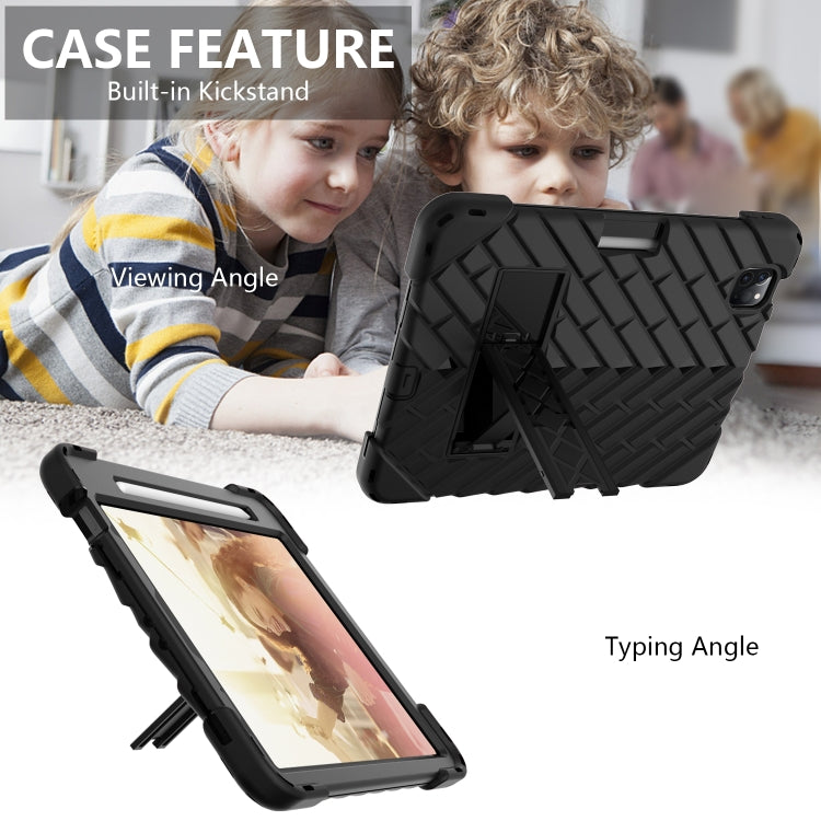 Shockproof Rhombus Robot PC + Silicone Protective Case with Holder & Shoulder Strap For iPad Air 2022 / 2020 10.9