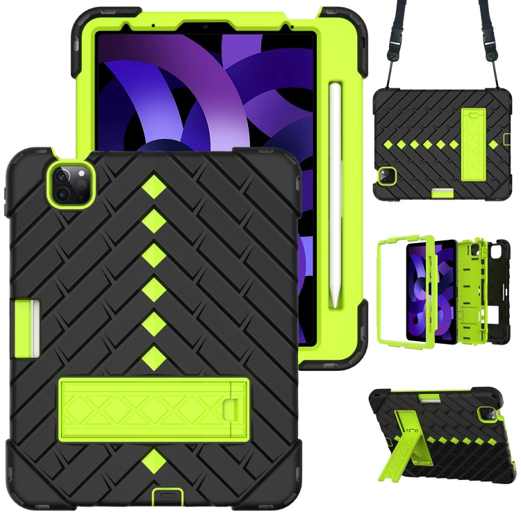 Shockproof Rhombus Robot PC + Silicone Protective Case with Holder & Shoulder Strap For iPad Air 2022 / 2020 10.9