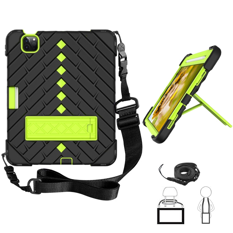 Shockproof Rhombus Robot PC + Silicone Protective Case with Holder & Shoulder Strap For iPad Air 2022 / 2020 10.9