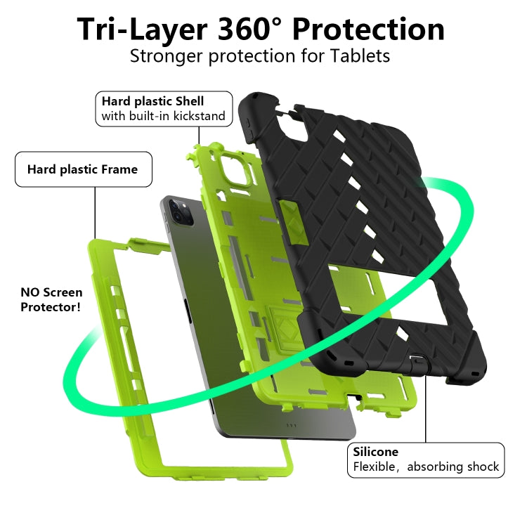 Shockproof Rhombus Robot PC + Silicone Protective Case with Holder & Shoulder Strap For iPad Air 2022 / 2020 10.9
