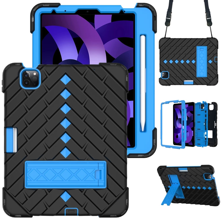 Shockproof Rhombus Robot PC + Silicone Protective Case with Holder & Shoulder Strap For iPad Air 2022 / 2020 10.9