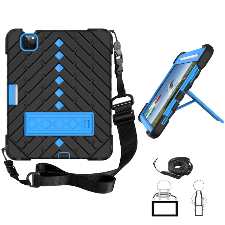 Shockproof Rhombus Robot PC + Silicone Protective Case with Holder & Shoulder Strap For iPad Air 2022 / 2020 10.9