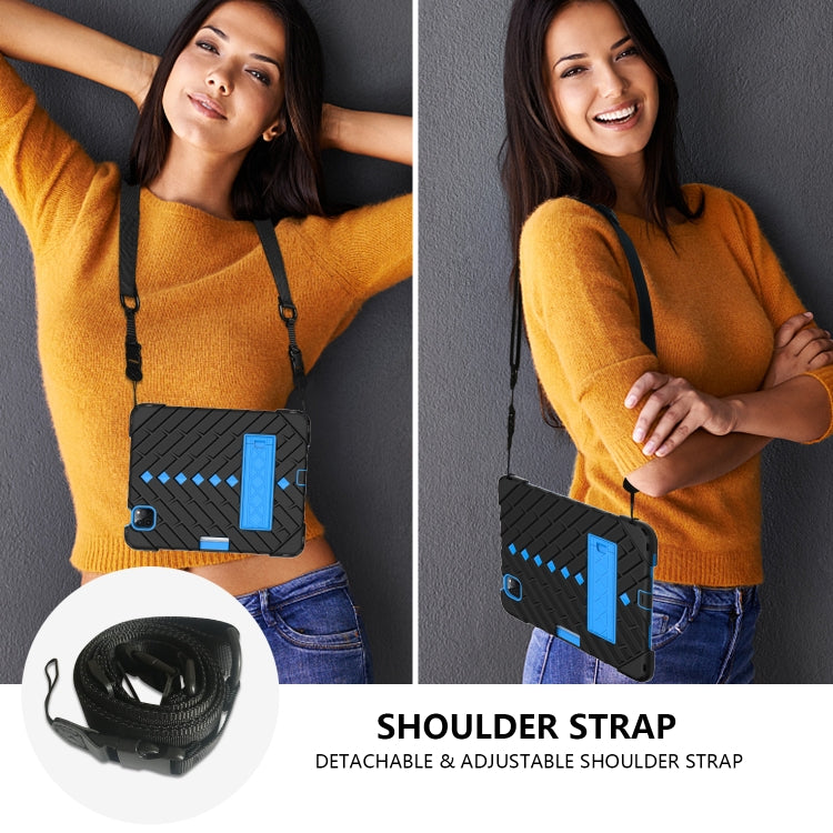Shockproof Rhombus Robot PC + Silicone Protective Case with Holder & Shoulder Strap For iPad Air 2022 / 2020 10.9