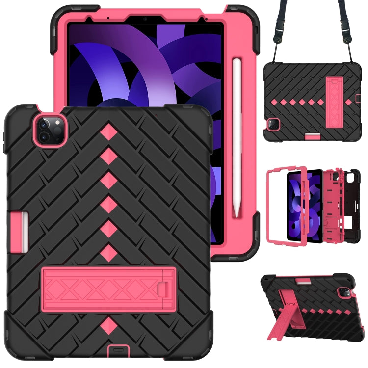 Shockproof Rhombus Robot PC + Silicone Protective Case with Holder & Shoulder Strap For iPad Air 2022 / 2020 10.9