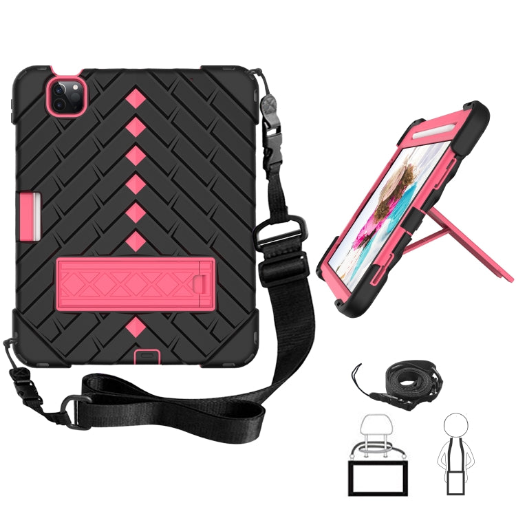 Shockproof Rhombus Robot PC + Silicone Protective Case with Holder & Shoulder Strap For iPad Air 2022 / 2020 10.9