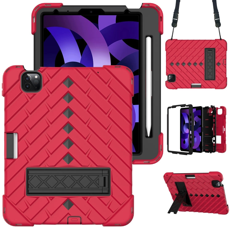 Shockproof Rhombus Robot PC + Silicone Protective Case with Holder & Shoulder Strap For iPad Air 2022 / 2020 10.9