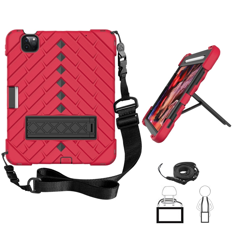 Shockproof Rhombus Robot PC + Silicone Protective Case with Holder & Shoulder Strap For iPad Air 2022 / 2020 10.9