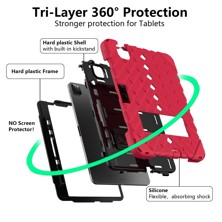 Shockproof Rhombus Robot PC + Silicone Protective Case with Holder & Shoulder Strap For iPad Air 2022 / 2020 10.9