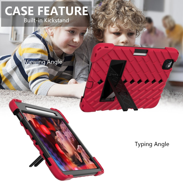 Shockproof Rhombus Robot PC + Silicone Protective Case with Holder & Shoulder Strap For iPad Air 2022 / 2020 10.9