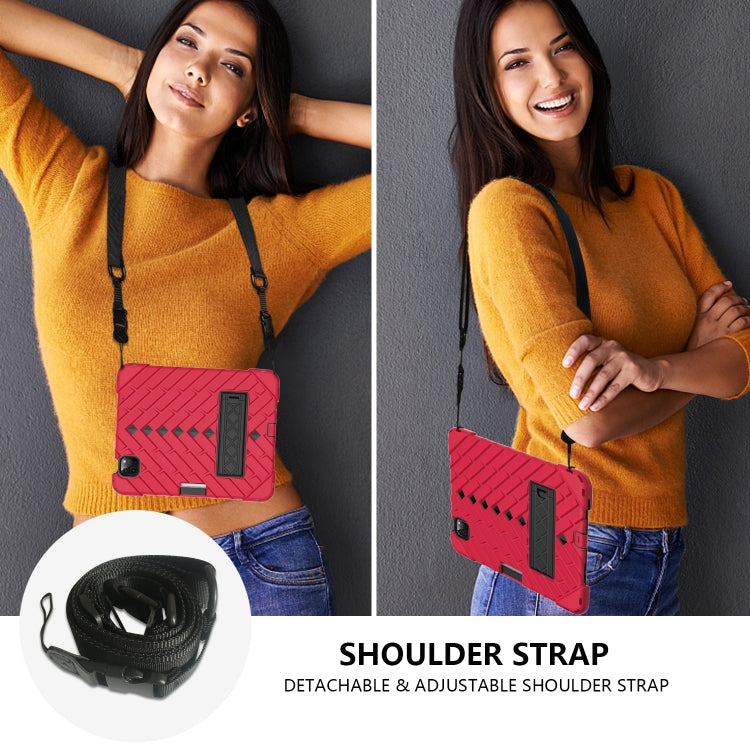 Shockproof Rhombus Robot PC + Silicone Protective Case with Holder & Shoulder Strap For iPad Air 2022 / 2020 10.9