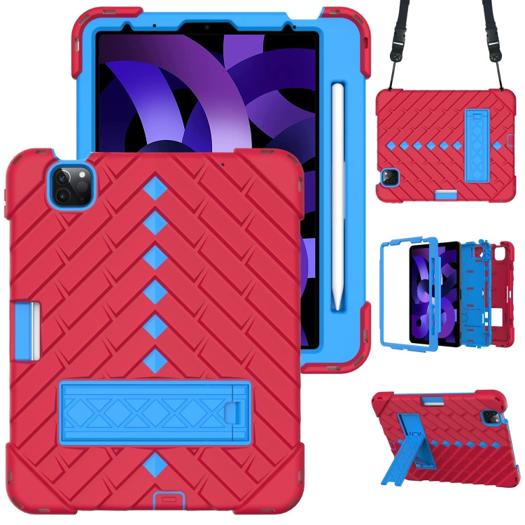 Shockproof Rhombus Robot PC + Silicone Protective Case with Holder & Shoulder Strap For iPad Air 2022 / 2020 10.9