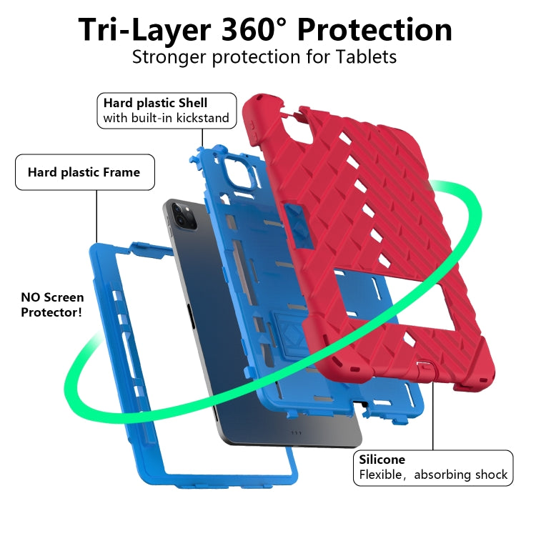 Shockproof Rhombus Robot PC + Silicone Protective Case with Holder & Shoulder Strap For iPad Air 2022 / 2020 10.9