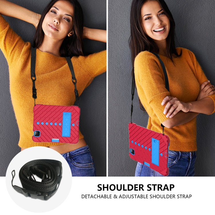 Shockproof Rhombus Robot PC + Silicone Protective Case with Holder & Shoulder Strap For iPad Air 2022 / 2020 10.9