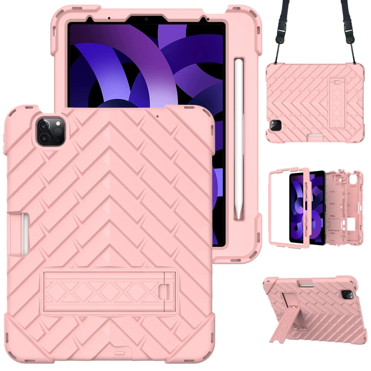 Shockproof Rhombus Robot PC + Silicone Protective Case with Holder & Shoulder Strap For iPad Air 2022 / 2020 10.9
