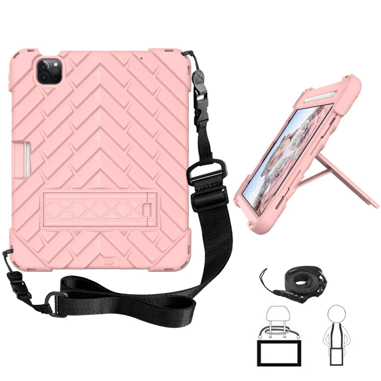 Shockproof Rhombus Robot PC + Silicone Protective Case with Holder & Shoulder Strap For iPad Air 2022 / 2020 10.9