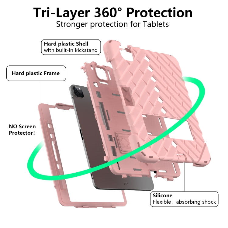 Shockproof Rhombus Robot PC + Silicone Protective Case with Holder & Shoulder Strap For iPad Air 2022 / 2020 10.9