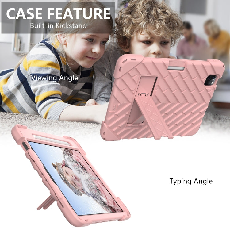 Shockproof Rhombus Robot PC + Silicone Protective Case with Holder & Shoulder Strap For iPad Air 2022 / 2020 10.9
