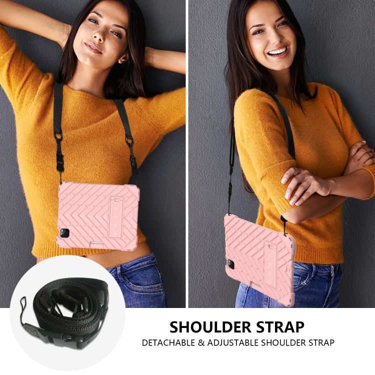 Shockproof Rhombus Robot PC + Silicone Protective Case with Holder & Shoulder Strap For iPad Air 2022 / 2020 10.9