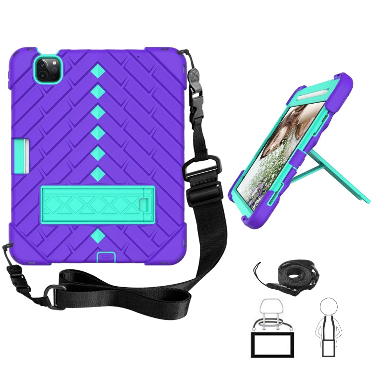 Shockproof Rhombus Robot PC + Silicone Protective Case with Holder & Shoulder Strap For iPad Air 2022 / 2020 10.9