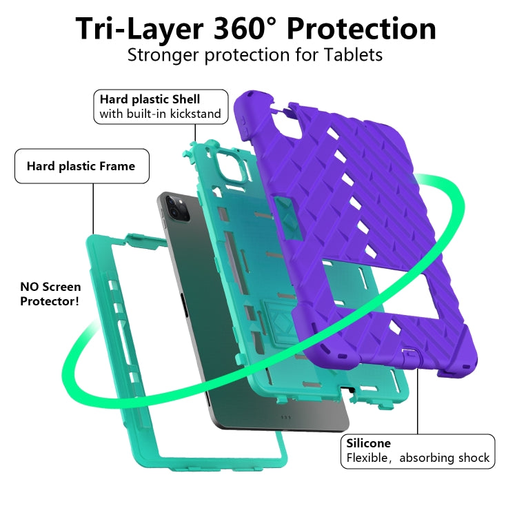 Shockproof Rhombus Robot PC + Silicone Protective Case with Holder & Shoulder Strap For iPad Air 2022 / 2020 10.9