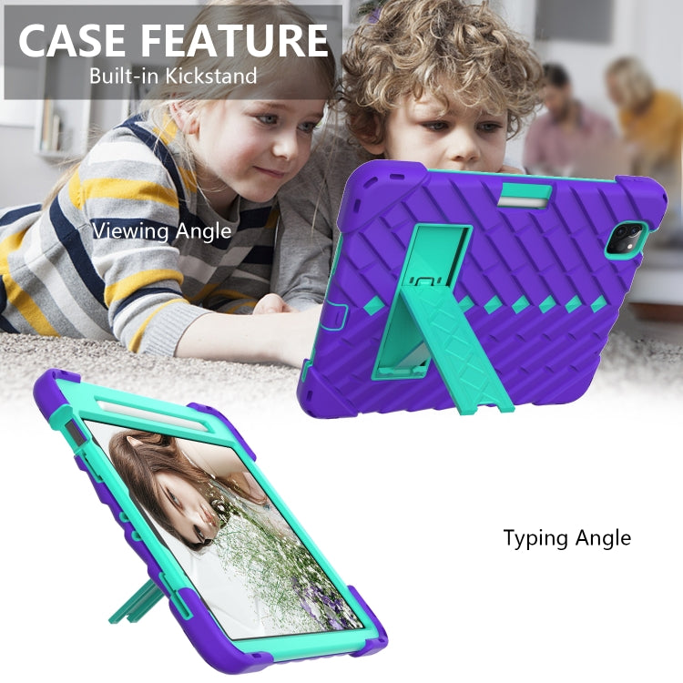 Shockproof Rhombus Robot PC + Silicone Protective Case with Holder & Shoulder Strap For iPad Air 2022 / 2020 10.9