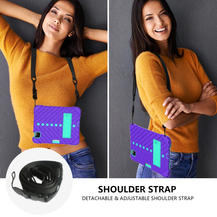 Shockproof Rhombus Robot PC + Silicone Protective Case with Holder & Shoulder Strap For iPad Air 2022 / 2020 10.9