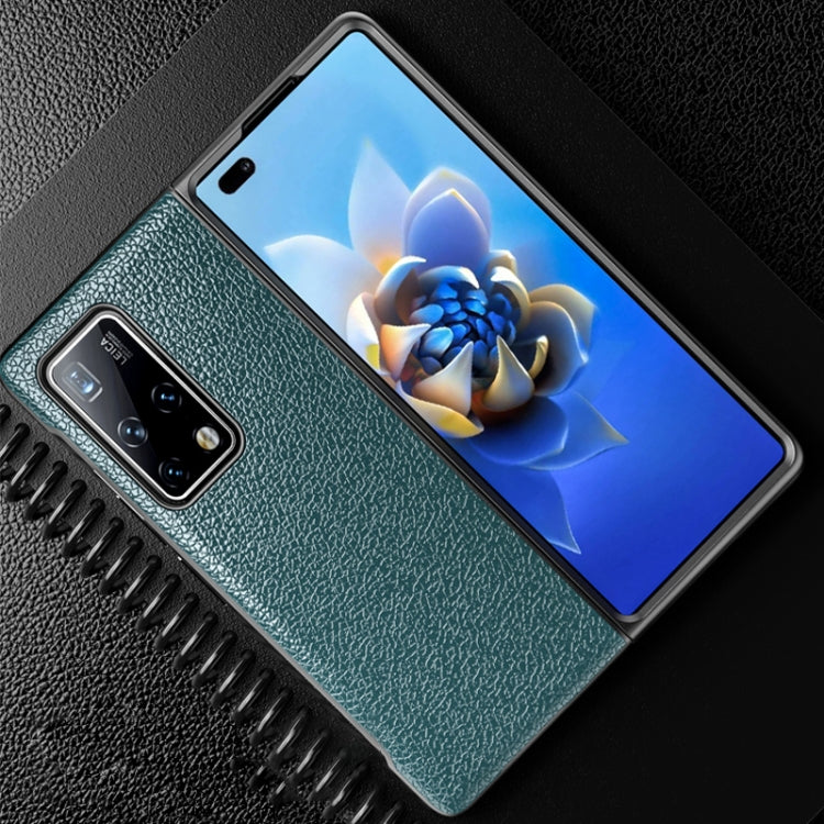 For Huawei Mate X2 Litchi Texture Cowhide Leather + TPU Shockproof Back Cover Case
