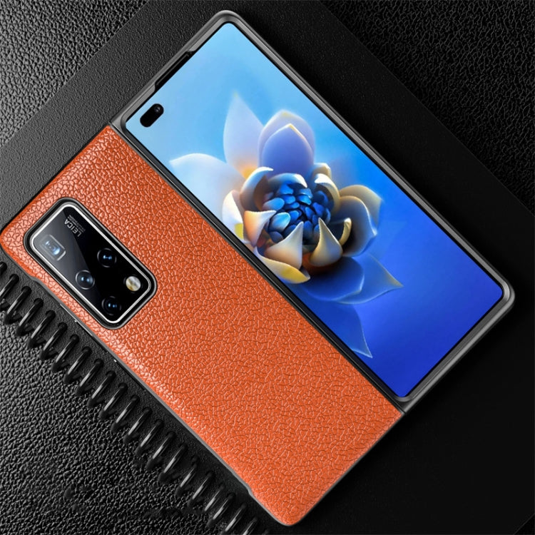 For Huawei Mate X2 Litchi Texture Cowhide Leather + TPU Shockproof Back Cover Case