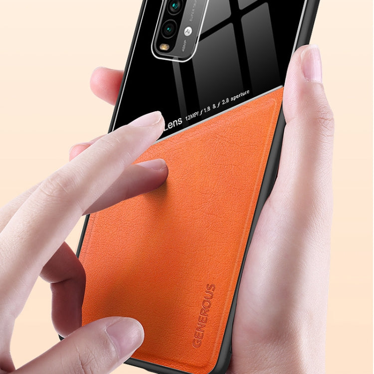 For Xiaomi Redmi Note 9 4G All-inclusive Leather + Organic Glass Protective Case with Metal Iron Sheet