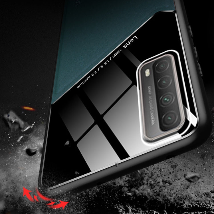 For Huawei P Smart 2021 All-inclusive Leather + Organic Glass Protective Case with Metal Iron Sheet