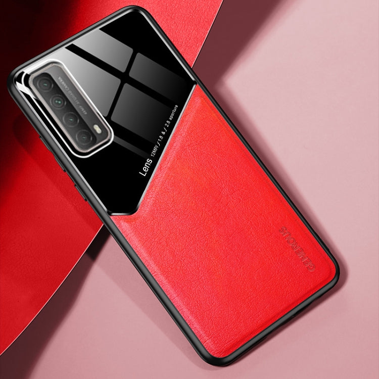 For Huawei P Smart 2021 All-inclusive Leather + Organic Glass Protective Case with Metal Iron Sheet