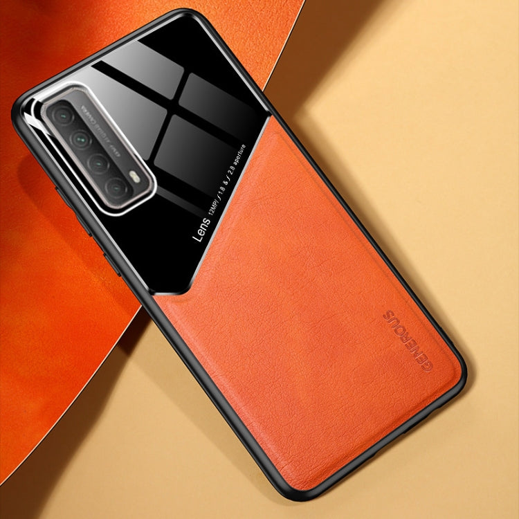 For Huawei P Smart 2021 All-inclusive Leather + Organic Glass Protective Case with Metal Iron Sheet