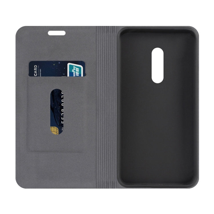 For Meizu 16 Plus Canvas Three-color Stitching Business Horizontal Flip Leather Case with Holder & Card Slot