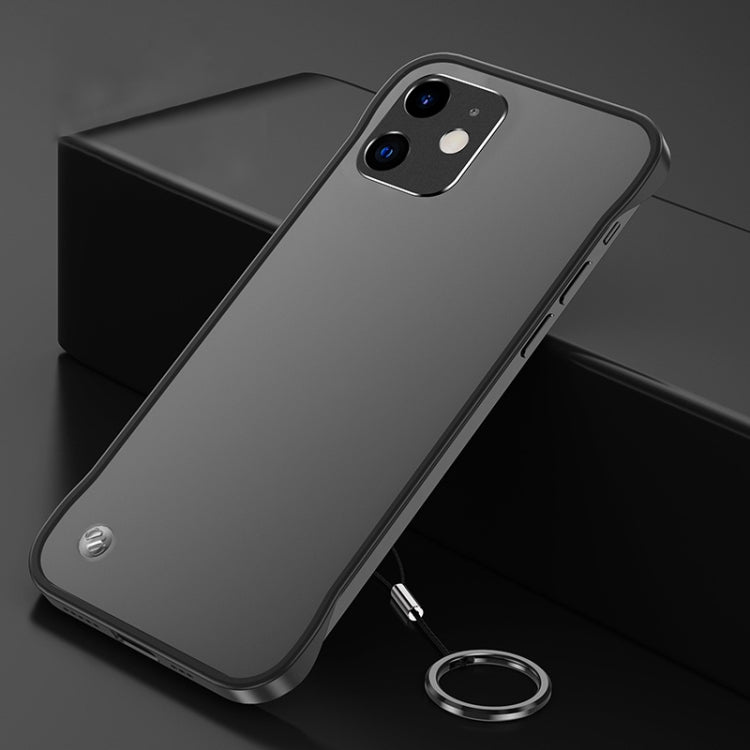 For iPhone 12 mini Frosted Soft Four-corner Shockproof Case with Finger Ring Strap & Metal Lens Cover