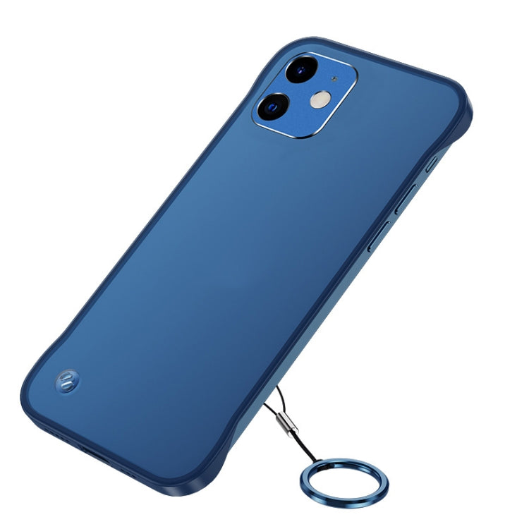 For iPhone 12 Frosted Soft Four-corner Shockproof Case with Finger Ring Strap & Metal Lens Cover