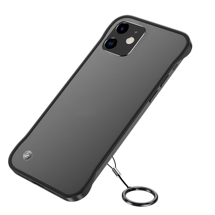 For iPhone 11 Frosted Soft Four-corner Shockproof Case with Finger Ring Strap & Metal Lens Cover