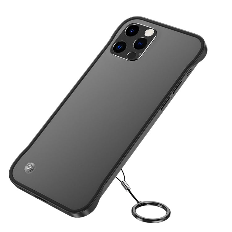 For iPhone 11 Pro Frosted Soft Four-corner Shockproof Case with Finger Ring Strap & Metal Lens Cover