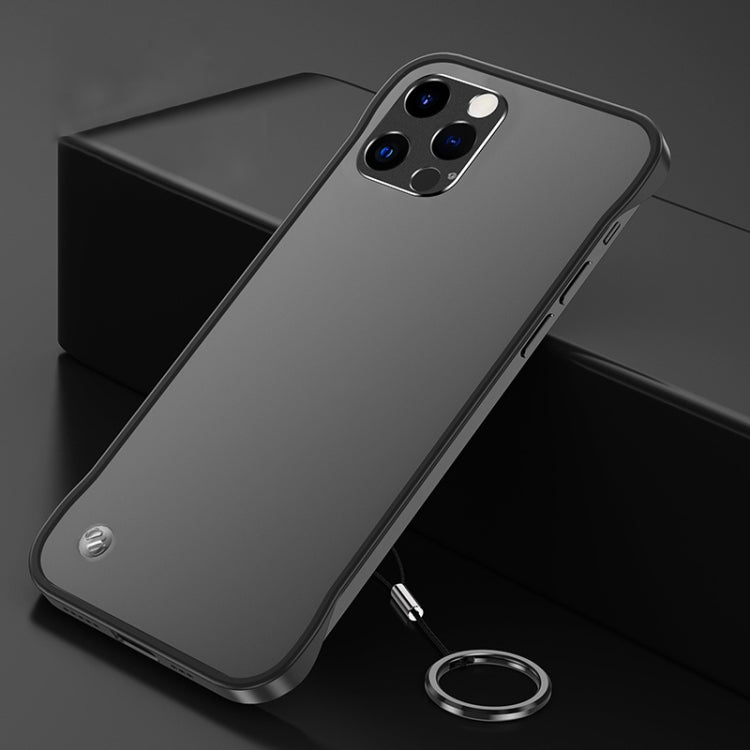 For iPhone 11 Pro Frosted Soft Four-corner Shockproof Case with Finger Ring Strap & Metal Lens Cover