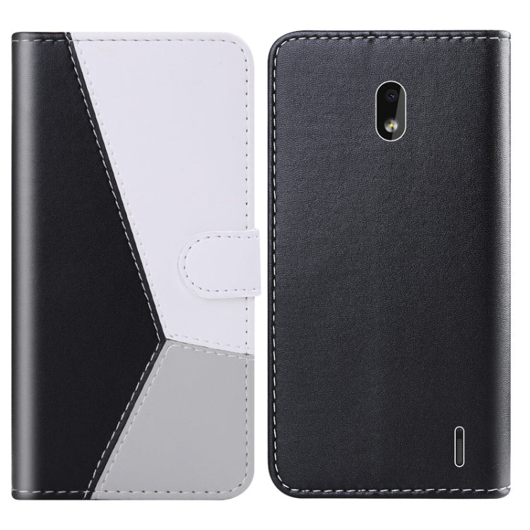 For Nokia 2.2 Tricolor Stitching Horizontal Flip TPU + PU Leather Case with Holder & Card Slots & Wallet