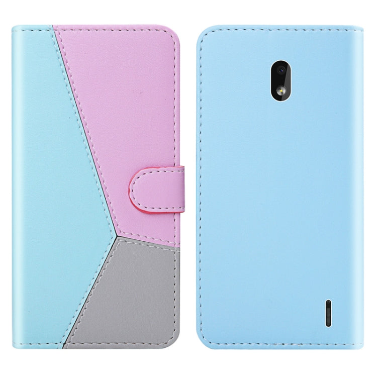 For Nokia 2.2 Tricolor Stitching Horizontal Flip TPU + PU Leather Case with Holder & Card Slots & Wallet