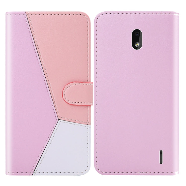 For Nokia 2.2 Tricolor Stitching Horizontal Flip TPU + PU Leather Case with Holder & Card Slots & Wallet
