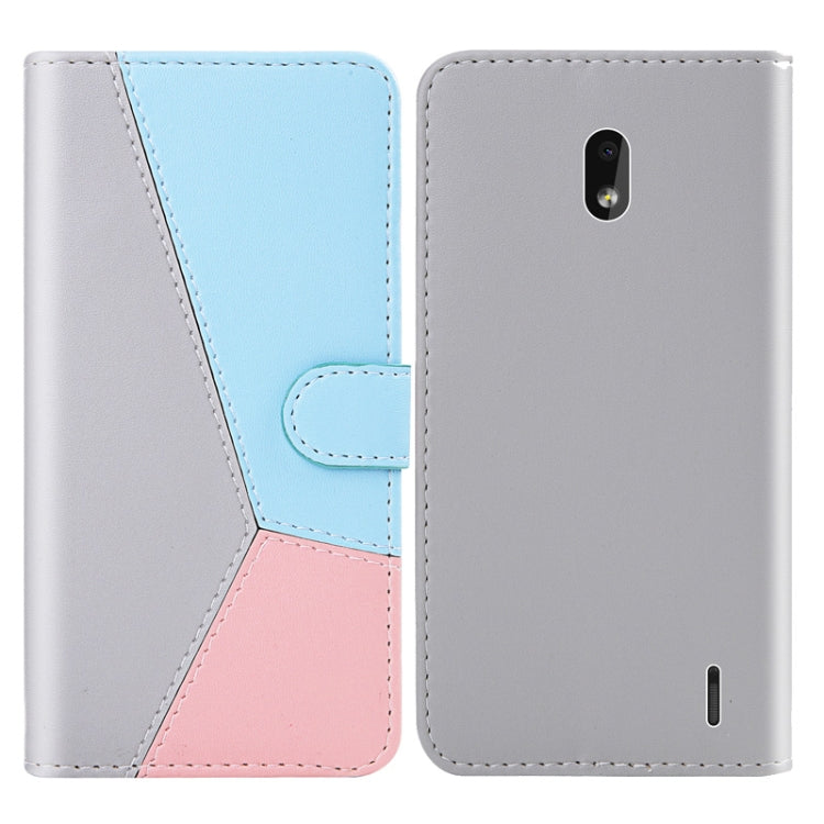 For Nokia 2.2 Tricolor Stitching Horizontal Flip TPU + PU Leather Case with Holder & Card Slots & Wallet