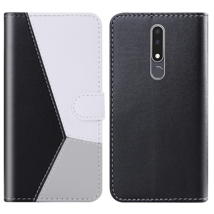 For Nokia 3.1 Plus Tricolor Stitching Horizontal Flip TPU + PU Leather Case with Holder & Card Slots & Wallet