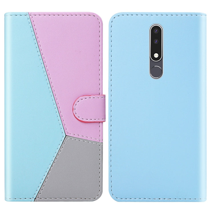 For Nokia 3.1 Plus Tricolor Stitching Horizontal Flip TPU + PU Leather Case with Holder & Card Slots & Wallet
