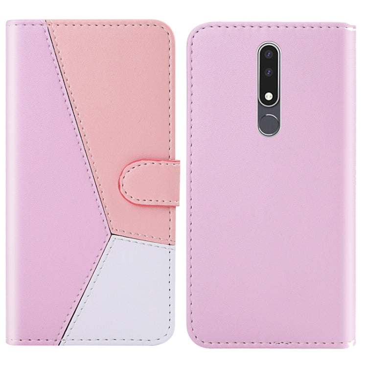 For Nokia 3.1 Plus Tricolor Stitching Horizontal Flip TPU + PU Leather Case with Holder & Card Slots & Wallet
