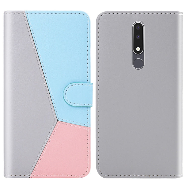For Nokia 3.1 Plus Tricolor Stitching Horizontal Flip TPU + PU Leather Case with Holder & Card Slots & Wallet