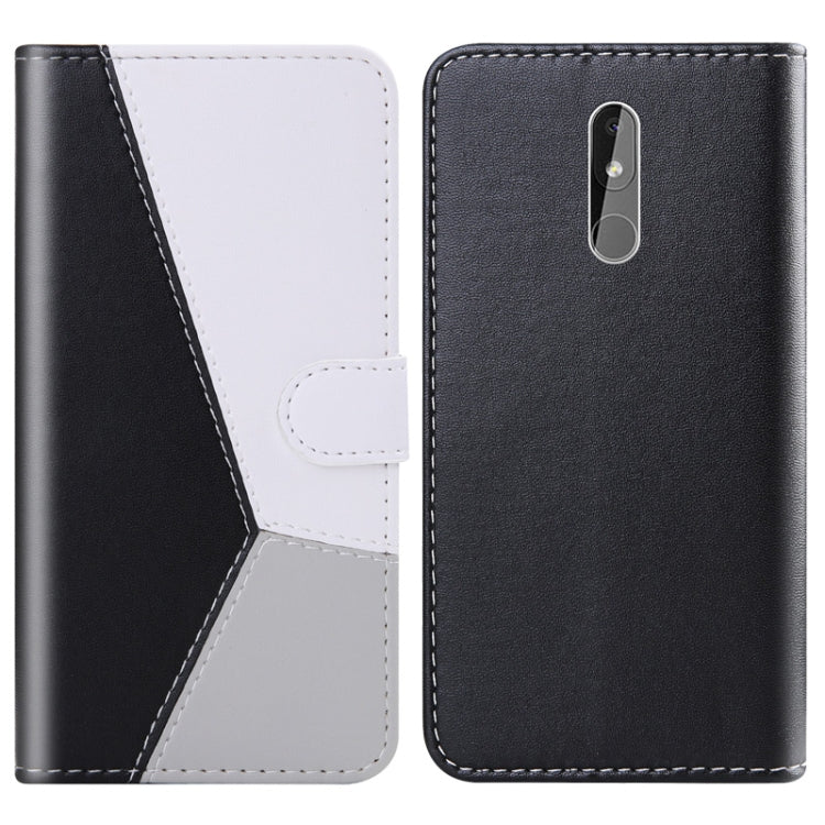 For Nokia 3.2 Tricolor Stitching Horizontal Flip TPU + PU Leather Case with Holder & Card Slots & Wallet