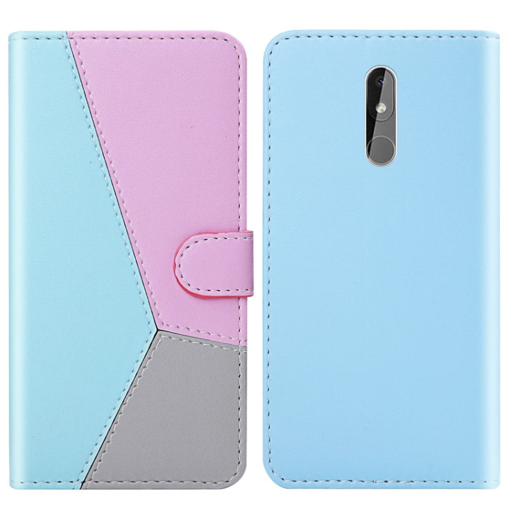 For Nokia 3.2 Tricolor Stitching Horizontal Flip TPU + PU Leather Case with Holder & Card Slots & Wallet