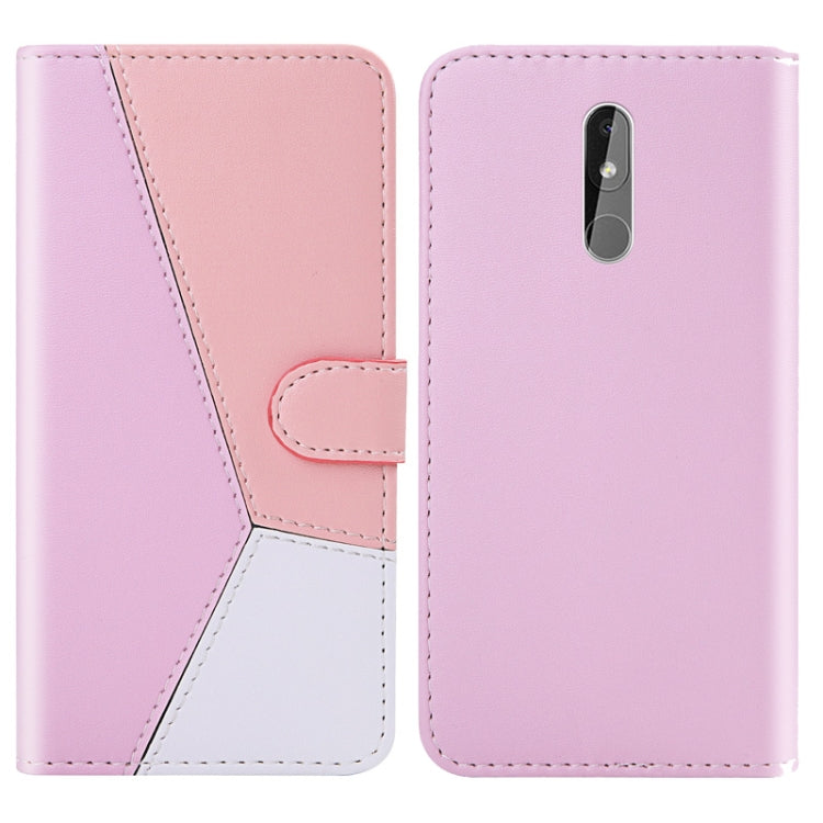 For Nokia 3.2 Tricolor Stitching Horizontal Flip TPU + PU Leather Case with Holder & Card Slots & Wallet